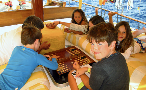 Gulets have a selection of board games on board for both kids and adult entertainment