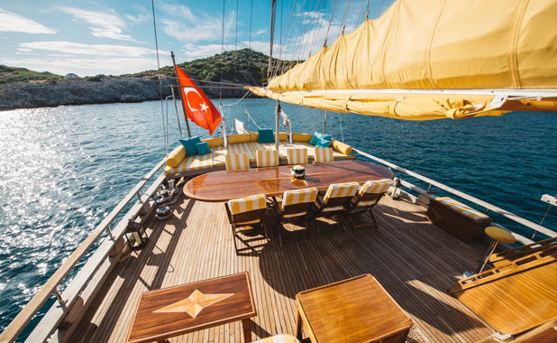 Large yacht for 14 guests for private sailing charter from Bodrum Turkey